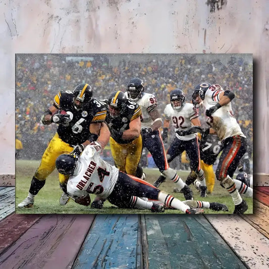 Jerome Bettis Vs Brian Urlacher Wall Art Print 100% Australian Made 60x40cm Stretched Canvas Ready to Hang