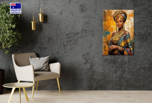 Painting Of a Woman Wearing a Turban Print 100% Australian Made 40x60cm Stretched Canvas Ready to Hang