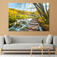 Wooden Pier & Waterfall in Forest Print 100% Australian Made Stretched Canvas Ready to Hang - NT-108