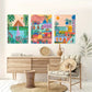 3pcs Morocco Creative house Painting Metal Print Ready to Hang Art