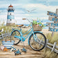 Bike & Blooms on Beach Path Light House Print 100% Australian Made 60x40cm Stretched Canvas Ready to Hang