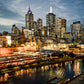 Melbourne City Evening View Print 100% Australian Made Stretched Canvas Ready to Hang - AU-108