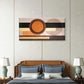 Modern Orange Grey Geometric Wall Art Canvas Office Home Room Framed 80x45cm