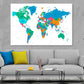 World Map Country Vector Print 100% Australian Made Stretched Canvas Ready to Hang - MP-108