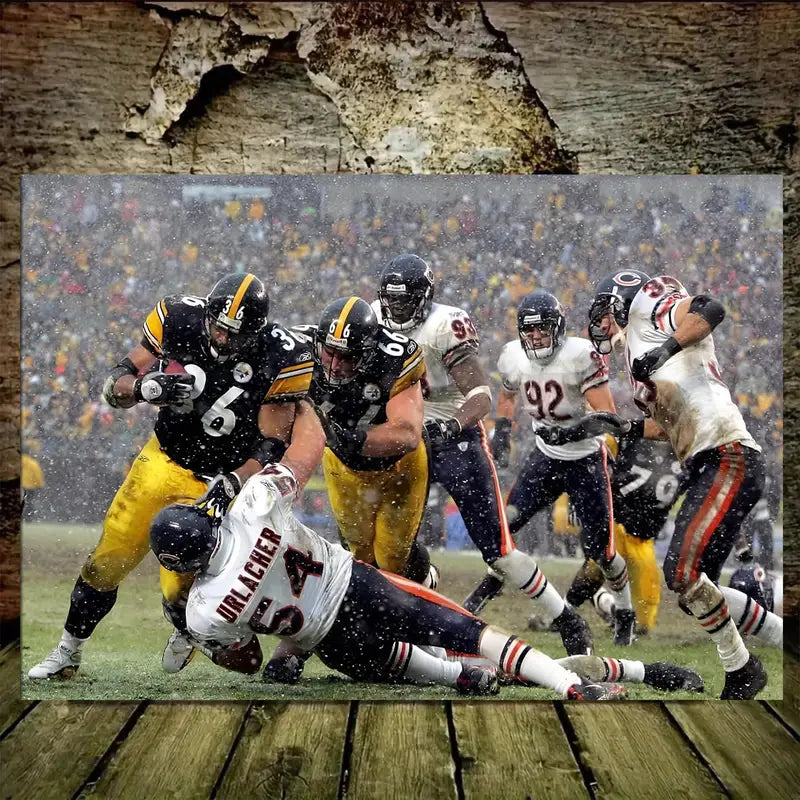 Jerome Bettis Vs Brian Urlacher Wall Art Print 100% Australian Made 60x40cm Stretched Canvas Ready to Hang