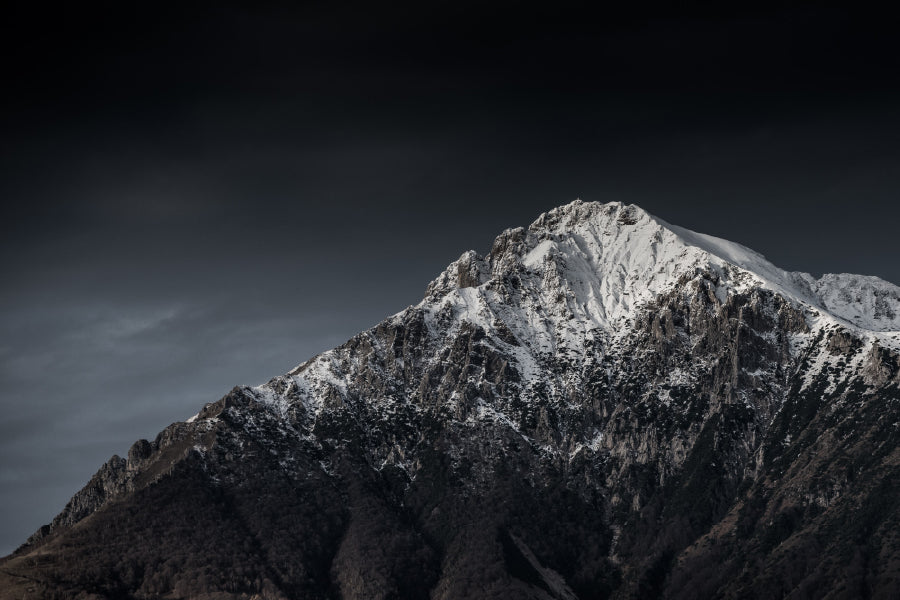 B&W Mountains Hills With Dark Skies Print 100% Australian Made Stretched Canvas Ready to Hang - BW-108