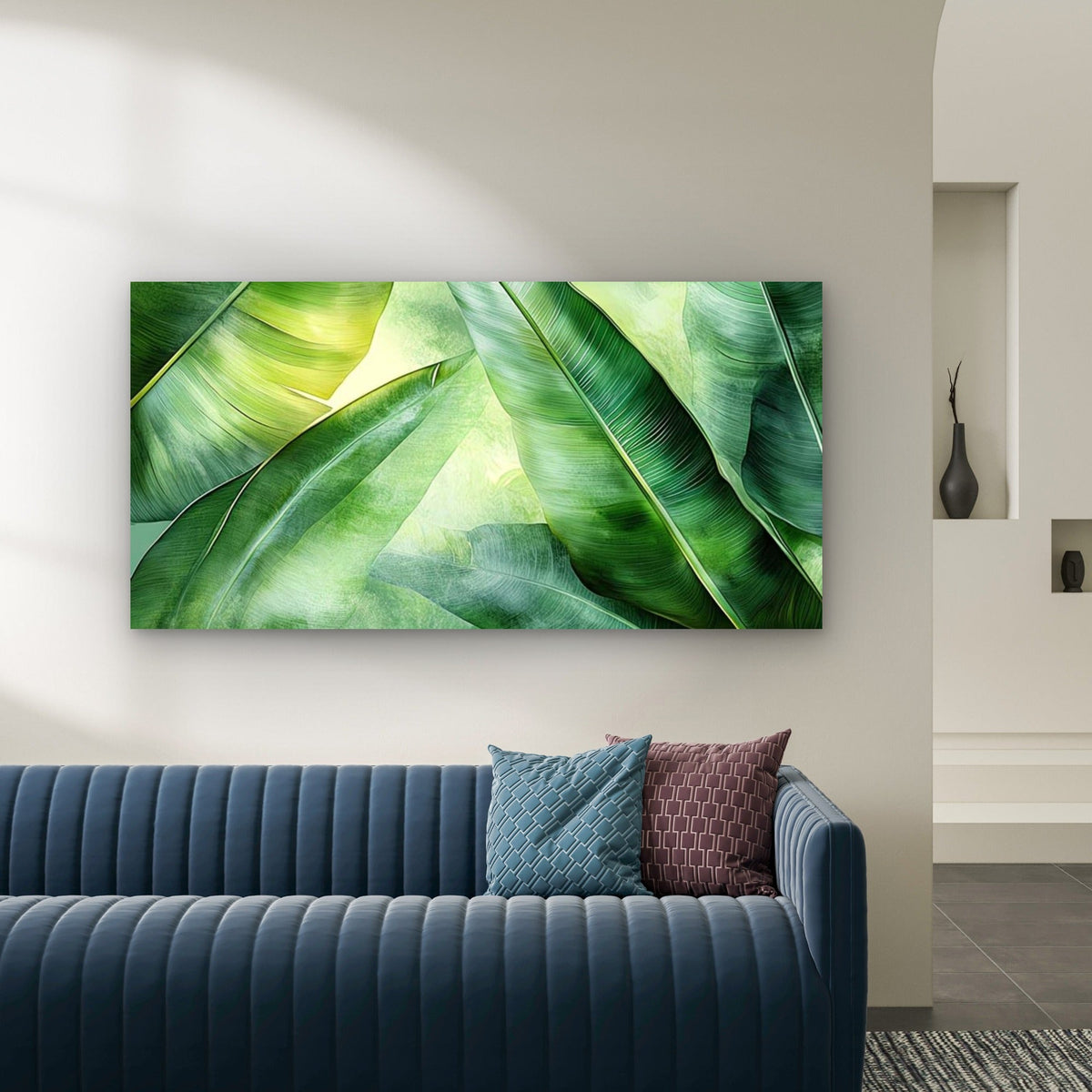Tropical Banana Leaf Design Wall Art Canvas Office Home Room Framed 120x60cm