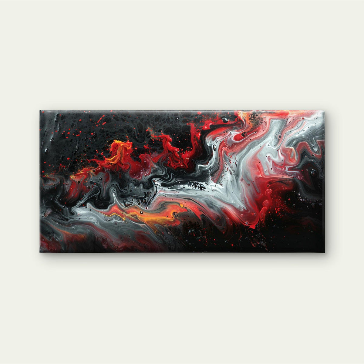 Red Black Swirling Chaos Wall Art Canvas Office Home Room Framed 120x60cm