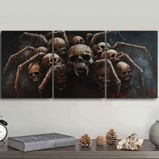 3pcs Spider and Skull Design Metal Print Ready to Hang Art