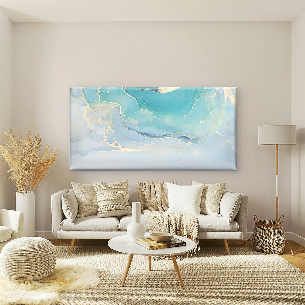 Turquoise Marble Gold Vein Wall Art Canvas Office Home Room Framed 120x60cm