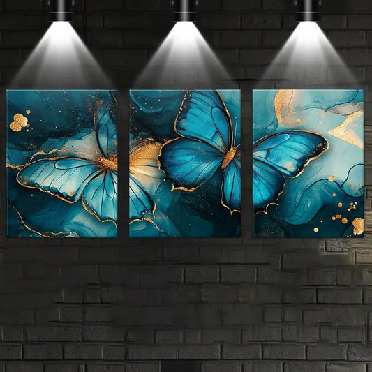 3pcs Watercolor Gorgeous Butterfly Painting Metal Print Ready to Hang Art