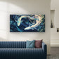 White Koi Fish Yin Yang Blue Wall Art Canvas Office Home Room Framed 80x45cm