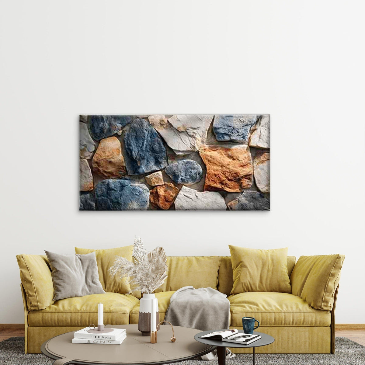 Colorful Rustic Stone Wall Art Canvas Office Home Room Framed 120x60cm
