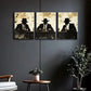 3pcs Three Silhouettes Sitting at the Bar Metal Print Ready to Hang Art