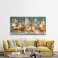 White and Orange Floral Design Wall Art Canvas Office Home Room Framed 120x60cm
