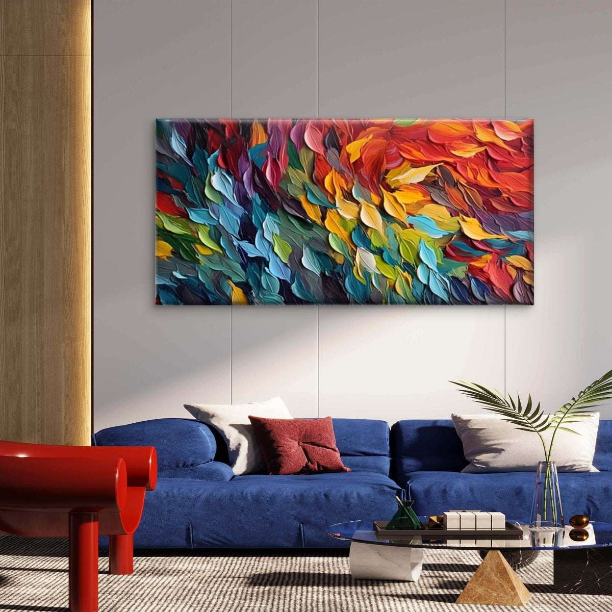 Abstract Colorful Feather Wall Art wall canvas office home room framed 120x60cm
