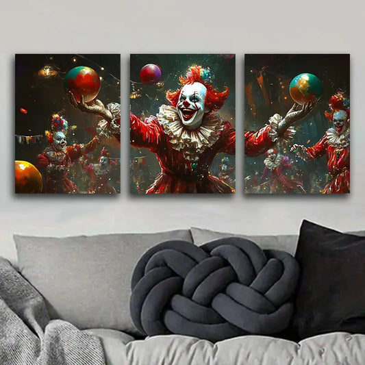 3pcs Clown Party Design Metal Print Ready to Hang Art