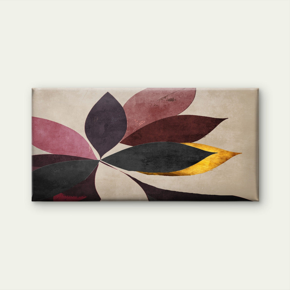 Abstract Boho Leaf Painting Wall Art Canvas Office Home Room Framed 80x45cm