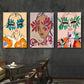 3pcs Abstract Flower Eyewear Contemporary Fashion Metal Print Ready to Hang Art