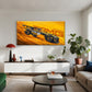 Yellow Cornering Hypercar Wall Art Canvas Office Home Room Framed 120x60cm
