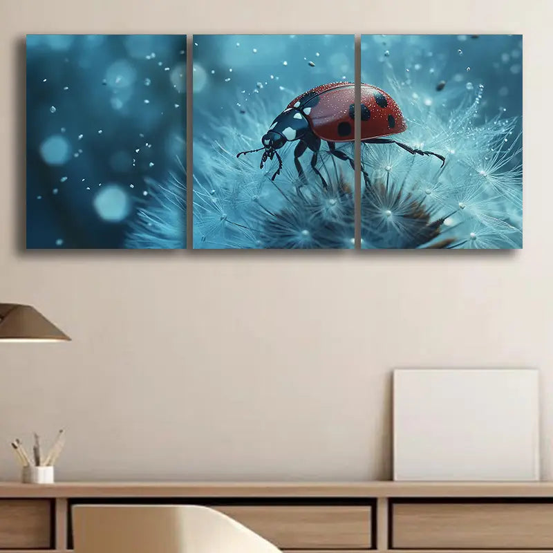 3pcs A ladybug Metal Print Ready to Hang Art