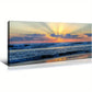 Beach Ocean Sunset Blue Waves Vibrant Orange & Yellow Hues Wall Art canvas office home room framed 120x60cm