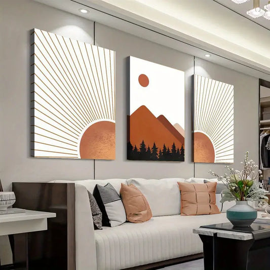 3pcs Abstract Terracotta LandscapeWall Art Set Canvas Framed 40x60cm - High Quality Print 100% Australian Made Wall Canvas Ready to Hang