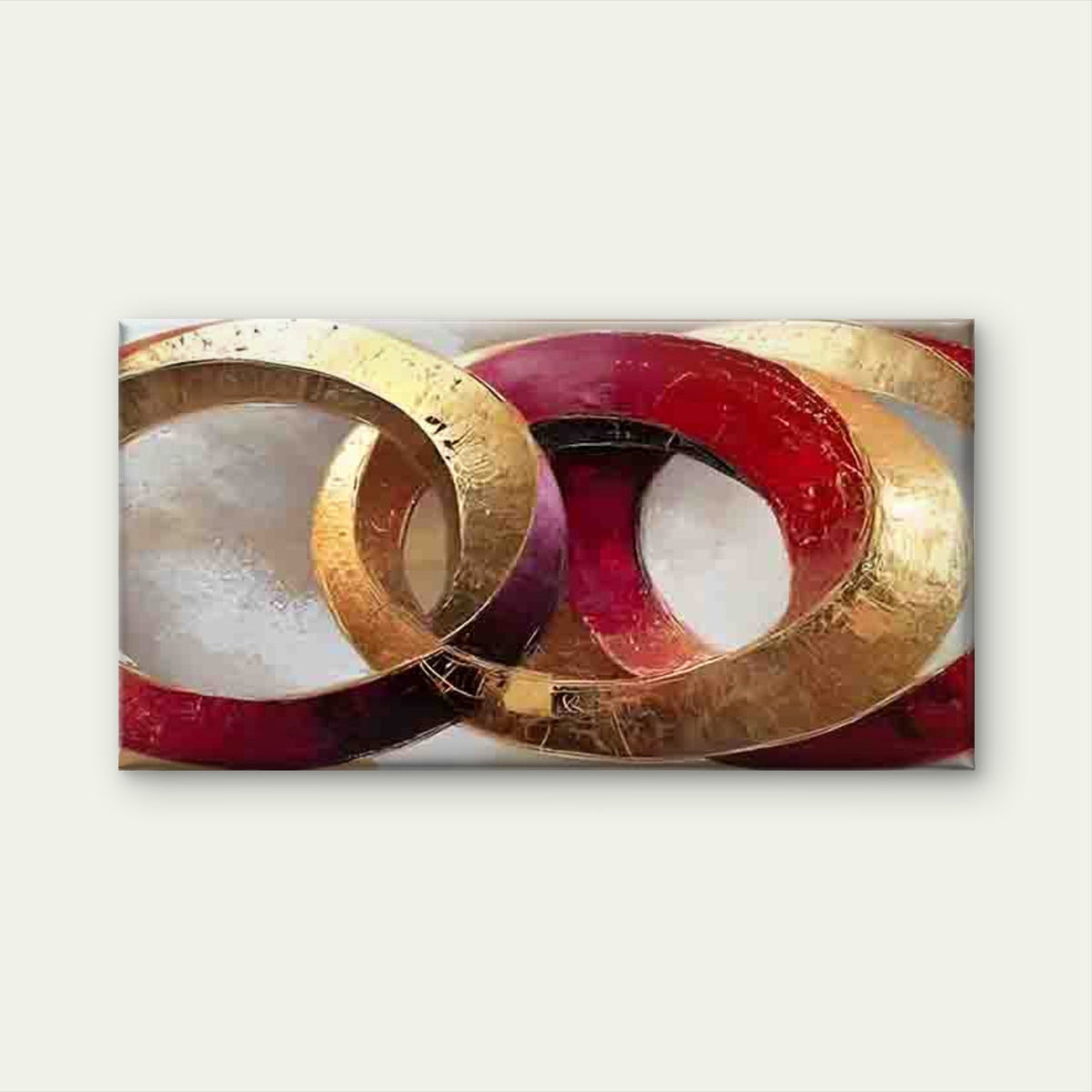 Red and Golden Interwoven Circl Wall Art Canvas Office Home Room Framed 120x60cm