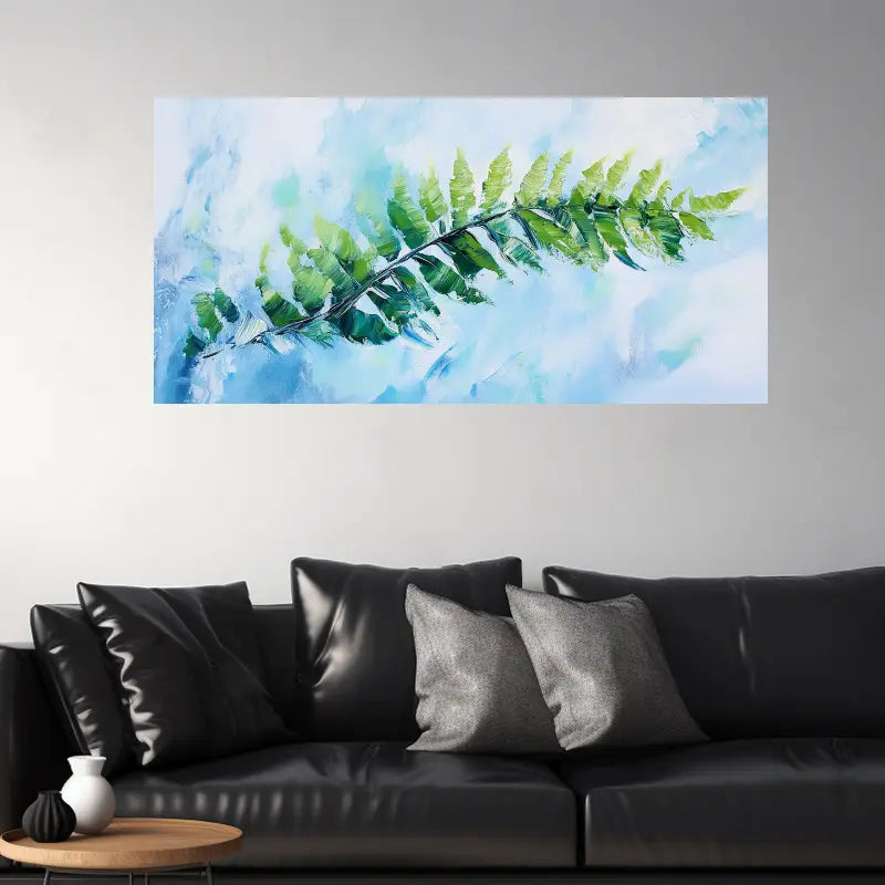 Chic Blue Sky & Green Plants Wall Art wall canvas office home room framed 120x60cm