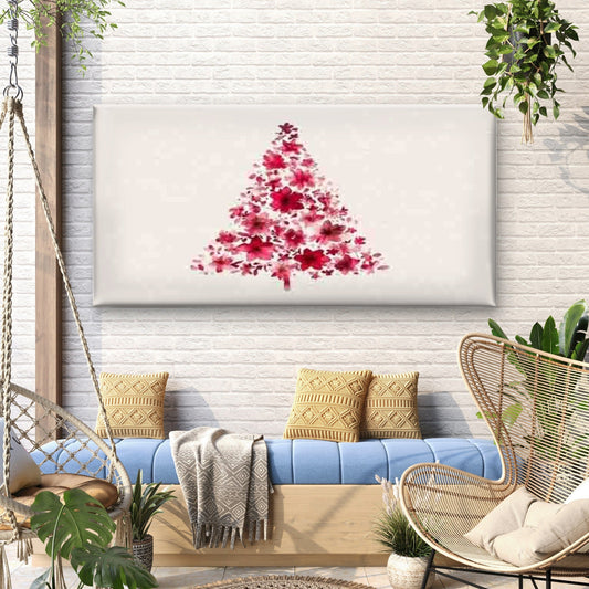 Abstract Floral Christmas Tree Wall Art Canvas Office Home Room Framed 80x45cm