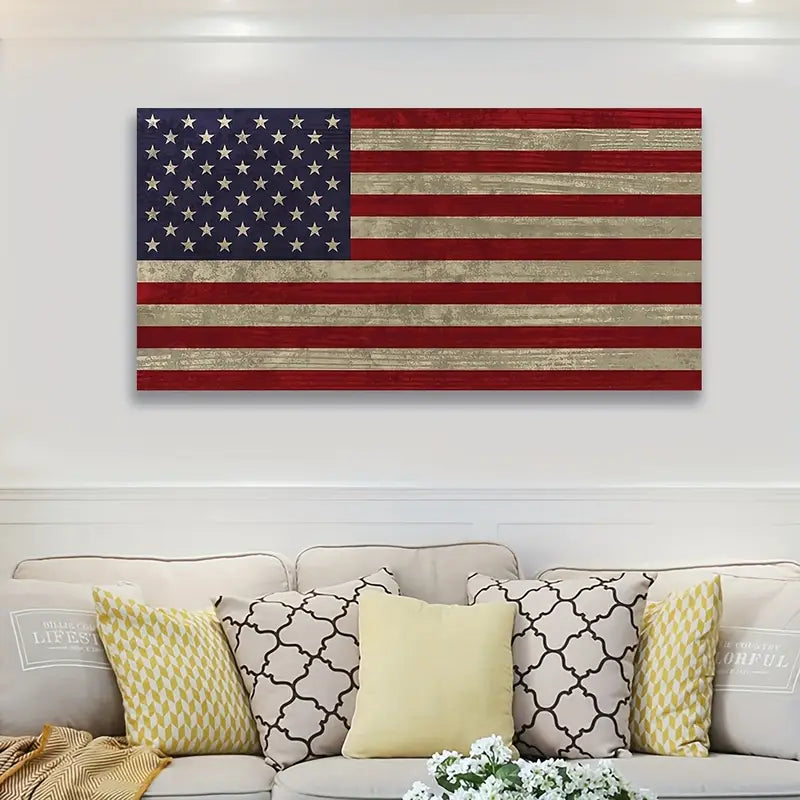 American National Flag Vintage Flag Stars and Stripes Wall Art canvas office home room framed 120x60cm
