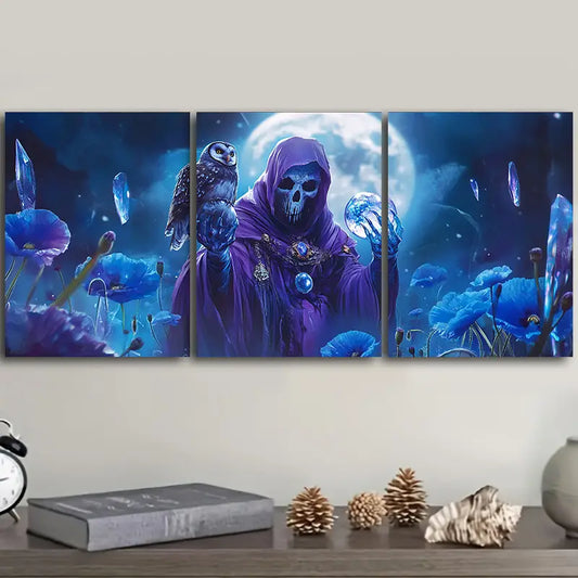 3pcs Skull Wizard Metal Print Ready to Hang Art