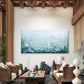 White Blooms Blue Mist Wall Art Canvas Office Home Room Framed 80x45cm