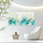Teal Currents Gilded Leaves Wall Art Canvas Office Home Room Framed 120x60cm
