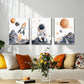 3pcs Astronaut Space with Rocket & Planets Metal Print Ready to Hang Art