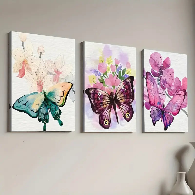 3pcs Modern Fashion Butterfly Animal Abstract Art Landscape Wall Art Set Canvas Framed 40x60cm - High Quality Print 100% Australian Made Wall Canvas Ready to Hang
