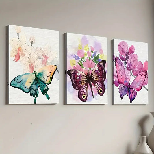 3pcs Modern Fashion Butterfly Animal Abstract Art Landscape Wall Art Set Canvas Framed 40x60cm - High Quality Print 100% Australian Made Wall Canvas Ready to Hang