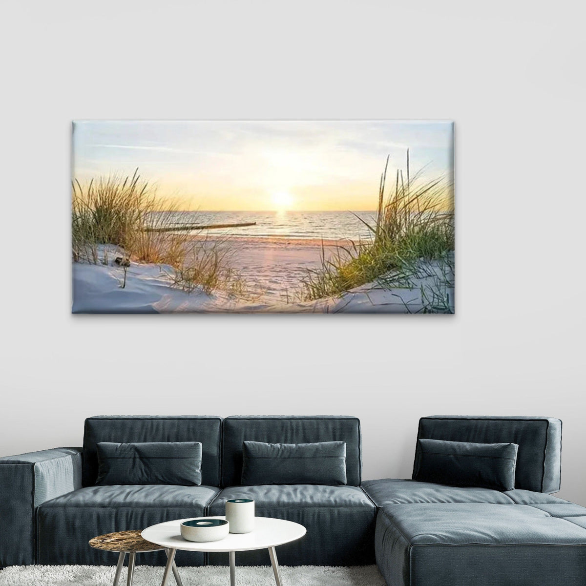 Coastal Beach Sunset Wall Art wall canvas office home room framed 120x60cm