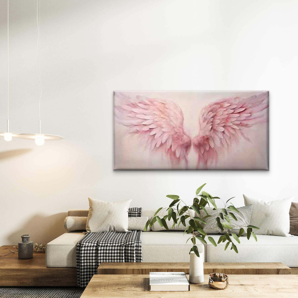 Abstract Pink Angel Wings Wall Art Canvas Office Home Room Framed 120x60cm