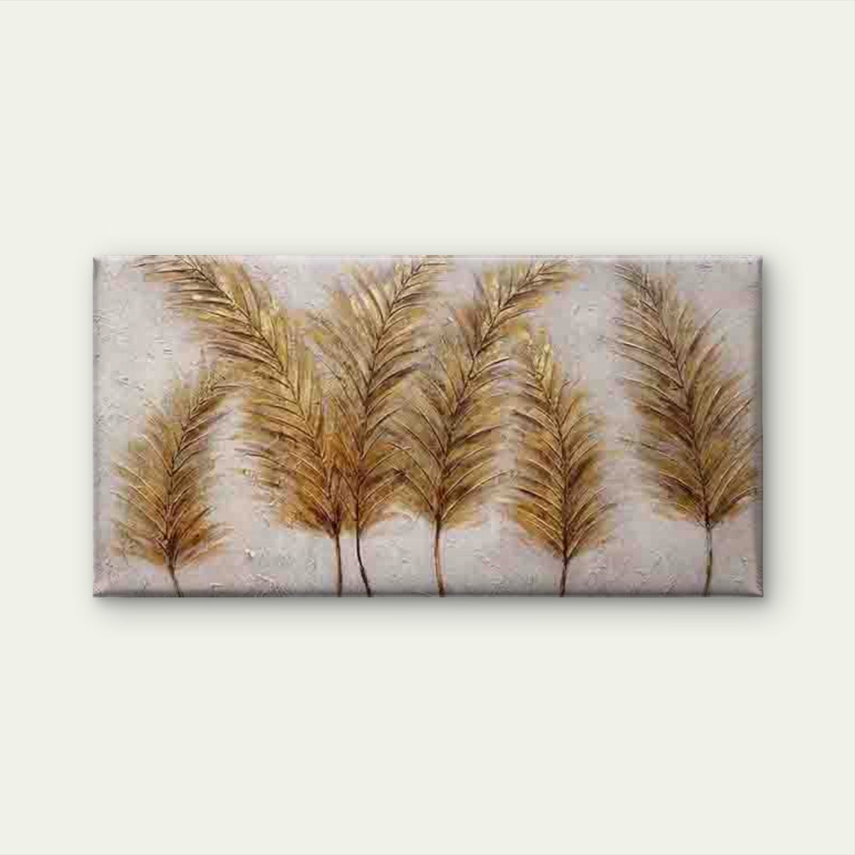 Featuring Golden Palm Fronds Wall Art Canvas Office Home Room Framed 120x60cm