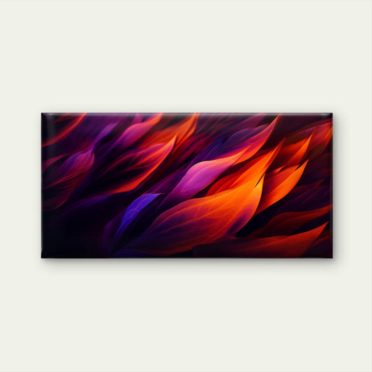 Abstract Purple Orange Leaf Wall Art Canvas Office Home Room Framed 80x45cm