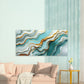 Turquoise Tides Gilded Ripples Wall Art Canvas Office Home Room Framed 120x60cm