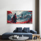 Red samurai Landscape Wall Art Canvas Office Home Room Framed 80x45cm