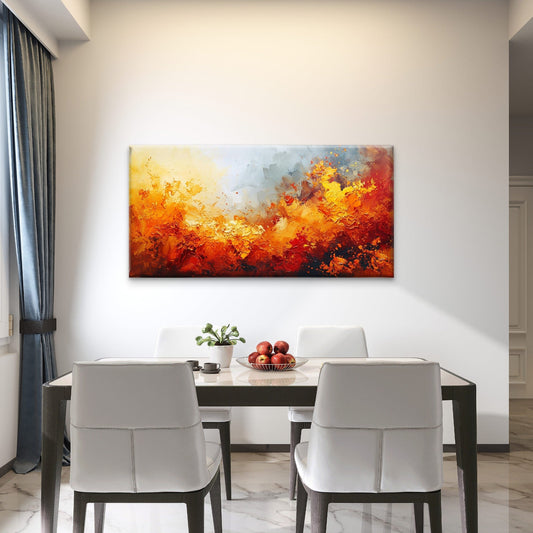Orange Yellow Red Abstract Wall Art Canvas Office Home Room Framed 80x45cm