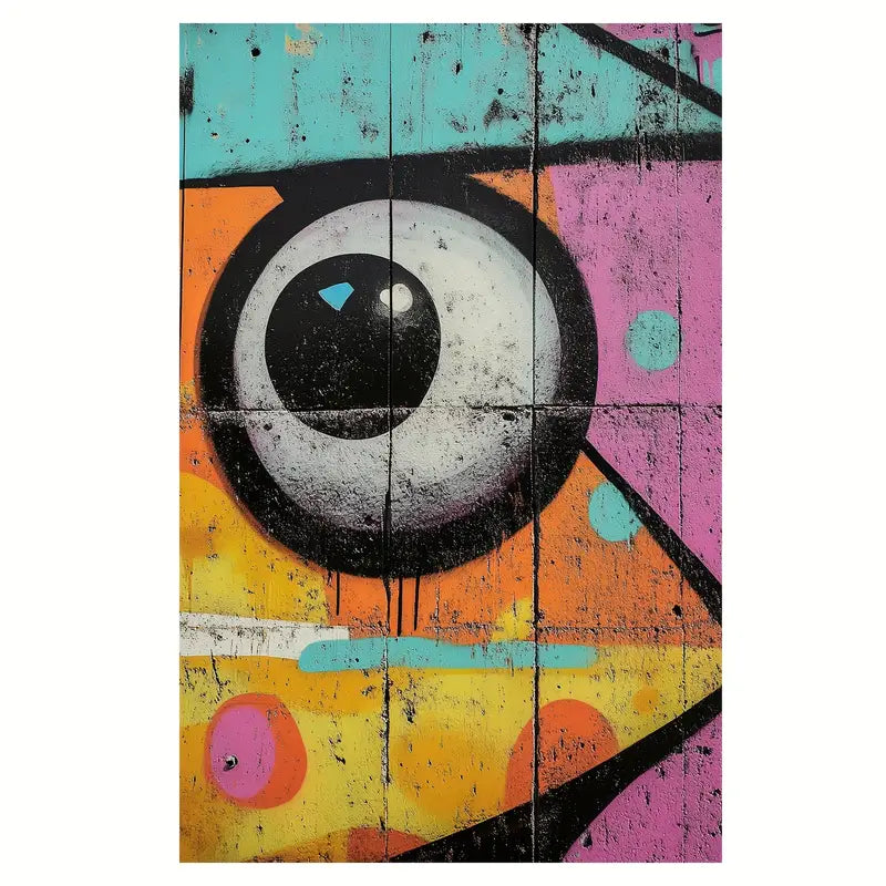 Graffiti Art Poster, Abstract Eye Street Art Print 100% Australian Made 40x60cm Stretched Canvas Ready to Hang