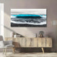 Modern Black and White Ocean Waves Seascape Blue Accents Wall Art canvas office home room framed 120x60cm