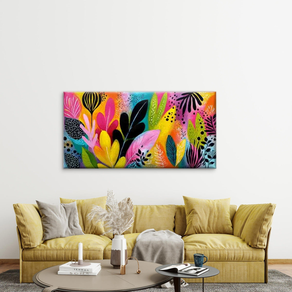Foliage & Tropical Botanical Wall Art Canvas Office Home Room Framed 120x60cm