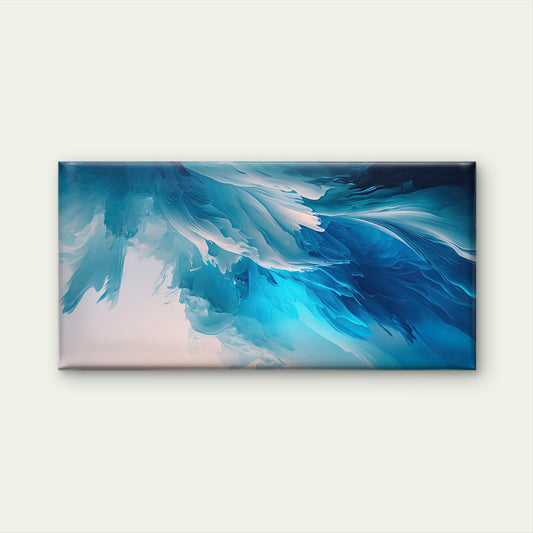 Ocean Wave Blue Abstract Wall Art Canvas Office Home Room Framed 80x45cm