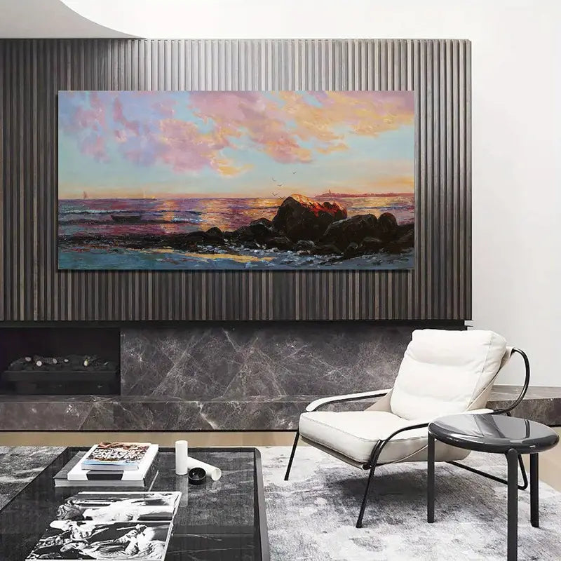 Coastal Ocean Colorful Abstract Beach Wall Art canvas office home room framed 120x60cm
