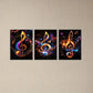 3pcs Abstract Colorful Musical Notes Classic Design Metal Print Ready to Hang Art